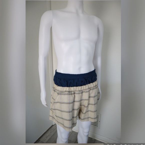 Handmade Mens Swimsuits Bathing Suit Swim Trunk Plaid with Matching Vest L - Picture 11 of 13
